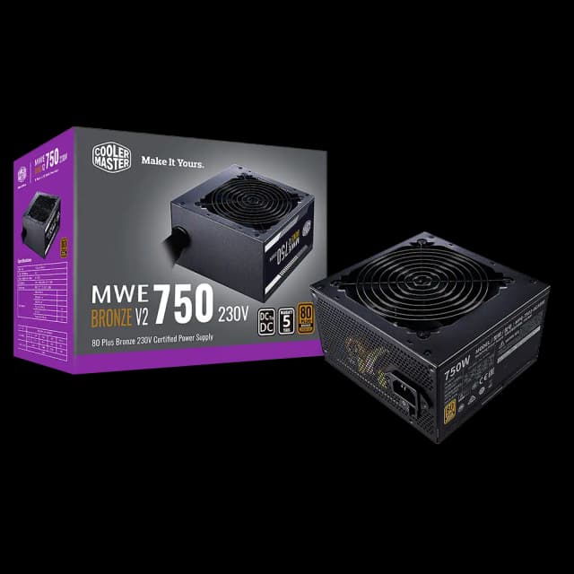 Cooler Master MWE 750 Bronze V2 230v, 80 Plus Bronze Certified, Non-Modular Power Supply – Black Image